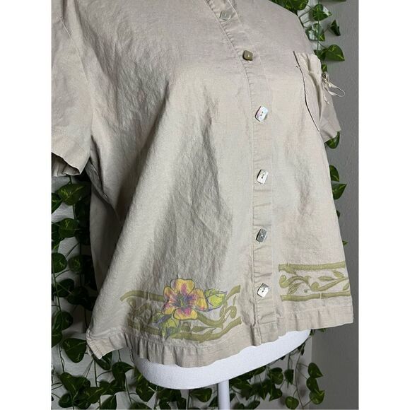 Vintage Blue Fin Pearl Button Up Collared Shirt - Picture 5 of 7